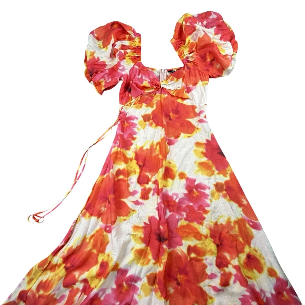 Alex Marie Monroe Floral Midi Dress Puff Sleeve Smocked Back Size 8 NWT - Picture 2 of 13